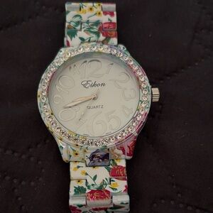 Eikon Floral Watch white face